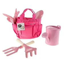 Kids Gardening Set Mini Garden Tools Outdoor Toys for Children, Pink