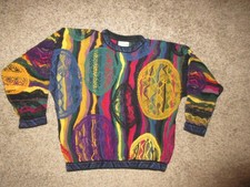 VTG COOGI AUSTRALIA SWEATER 3D MEN SZ MEDIUM MERCERISED COTTON MULTI-COLOR