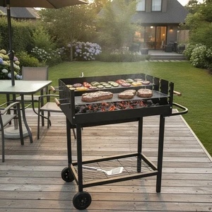 Draken Charcoal BBQ Grill 73.5x51cm Steel Black Outdoor Garden Portable