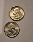 2) 1941 D/S Washington Silver Quarter Mixed Mint Mark Brilliant Unc.
