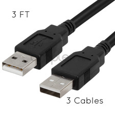 USB to USB Cable 3FT Type A Male to Type A Male Cable Hard Drive Cord 3 PCS