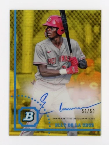 2022 Bowman Heritage Chrome Prospect Elly De La Cruz Gold Refractor Auto 50/50