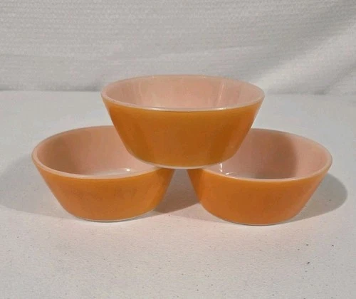 Vintage Anchor Hocking Fire-King Small Orange Bowl 5" Milk Glass Set Of 3