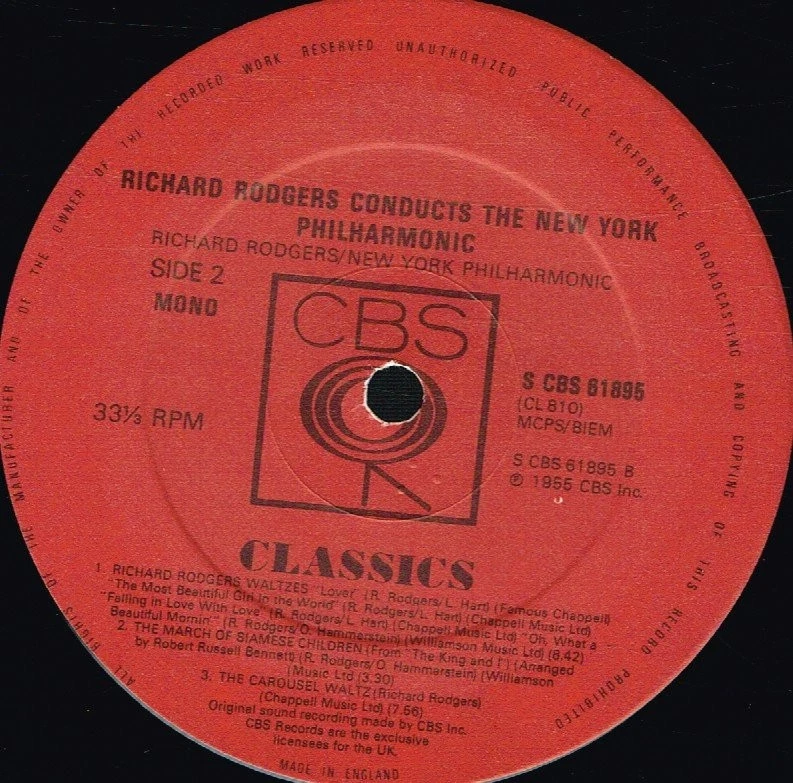 New York Philharmonic Orchestra Slaughter On Tenth Avenue LP vinyl UK Cbs 1978 - Image 4 of 4