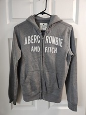 Abercrombie Kids Gray Full Zip Fleece Jacket Hoodie Boys Sz 13/14 Preppy Y2K