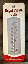 Vintage Royal Crown Cola The Fresher Refresher Metal Wall Thermometer  25 3/4" H
