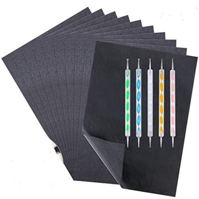 Kohlepapier Set, Transferpapier, 100 Blatt, A4, Schwarz, mit 5 Präge Stiften