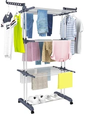 HOMIDEC Clothes Drying Rack Oversized 4-Tier(67.7 High) Foldable Stainless