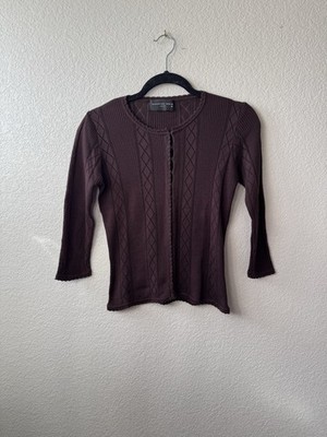 August Silk Brown Beaded Half Sleeve Cardigan, Cut Out Tags Size Medium