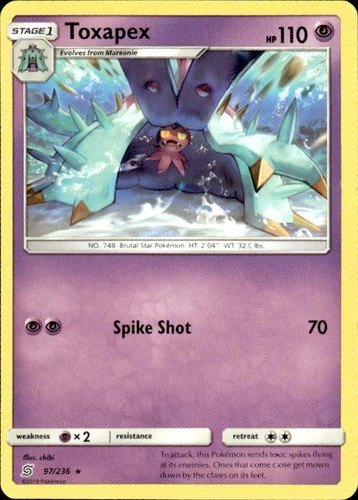 Pokemon Toxapex SM - Unified Minds 97/236 Light Play LP+ or Better