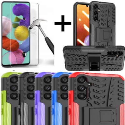Für Samsung Galaxy A54 5G Hülle, Slim Stoßfest Ständer Handy Cover + Displayglas