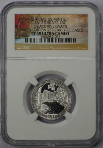 2017-S 25c Ozark Riverways Silver Quarter - NGC PF 69 Ultra Cameo ER