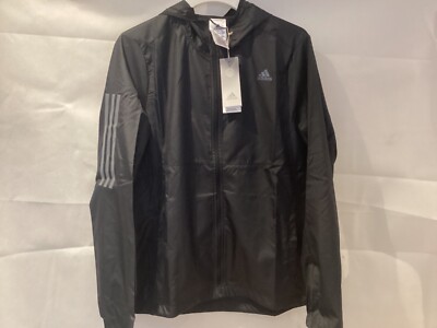 ADIDAS OWN THE RUN LEICHTE JACKE MIT KAPUZE NEU MIT ETIKETT GRÖSSE 16-18 LARGE SCHWARZ T17