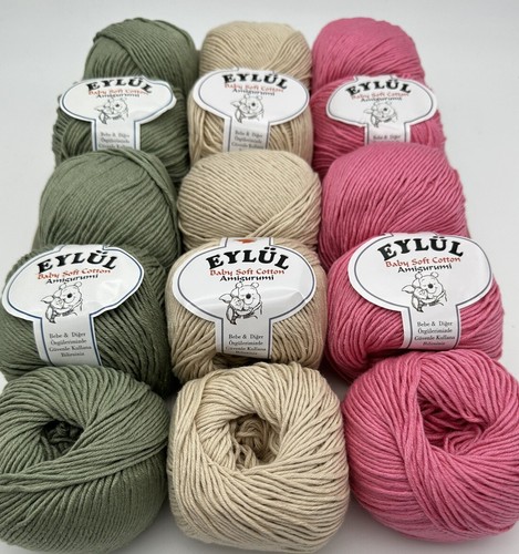 15 Ball Bundle Eylul Soft Cotton Knitting Crochet Yarn Wool - 15x50g Balls - - Picture 3 of 10