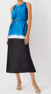 halter midi dress ann taylor NEW SANTORINI PETITE STRIPED POCKET SZ 0P casual to chic