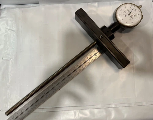 FLATNESS DEPTH GAGE 12" BASE 8 X 1 1/2" X 1" MITUTOYO INDICATOR .0001"