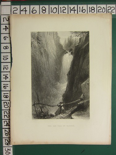 c1837 ANTIQUE PRINT ~ THE AAR FALL AT HANDEK ~ BARTLETT