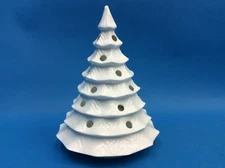 White Bone China Shafford Decorative Christmas Tree Candle Holder Luminary 