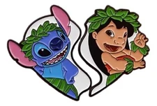 Lilo & Stitch Split Heart 1" Tall Set of 2 Metal Enamel Pins