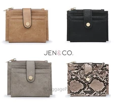 JEN & CO Mini Snap Wallet Card Holder Coin Purse Vegan Leather Wallet WL1904