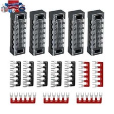 5 Pcs 600V 15A 6P Dual Row Barrier Terminal Block  10 x Terminal Stripes