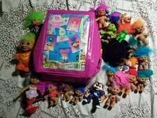 Lot of 19 Vintage Various Novelty Treasure Trolls with Belly Gems Accessories