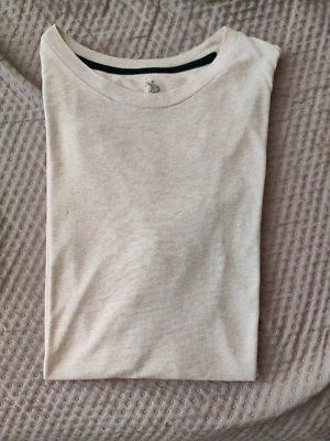 Tee-shirt Ralph Lauren vintage – Taille S – Crème Chiné avec Logo Brodé Marine S - Photo 1/4