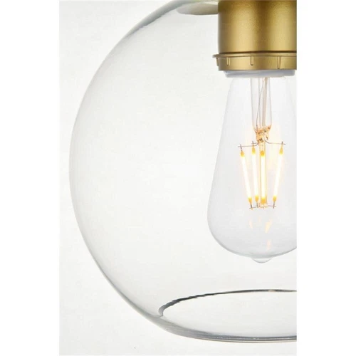 Living District Baxter 1-Light Metal & Glass Flush Mount in Brass/Clear - Picture 6 of 6