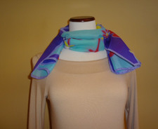 Vintage "Paoli" Silky Semi Sheer Multicolored Floral Oblong Scarf 13" x 44"