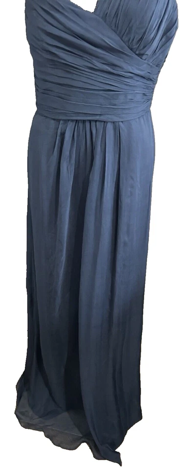 Nuevo sin etiquetas Vestido/Vestido Amsale Lazo Un Hombro Gasa Azul Pizarra Talla 10 Foto 4 de 4