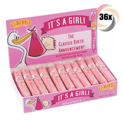 Full Box 36x Cigars Dubble Bubble El Bubble It's a Girl! Bubble Gum Candy | .7oz