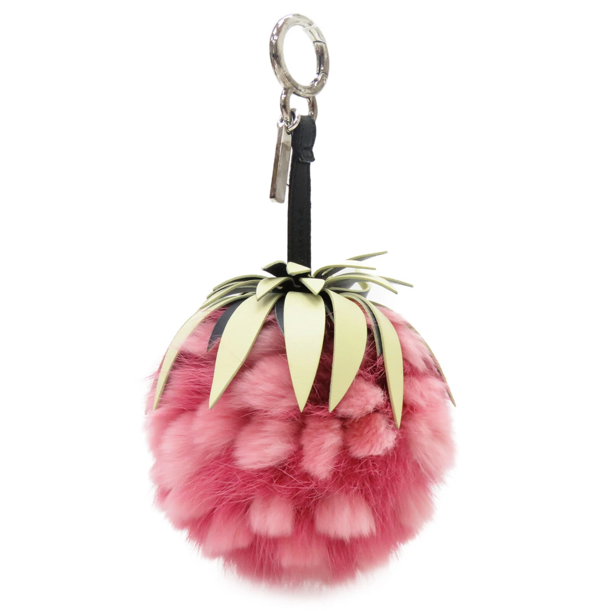 Fendi Fruits Fox Fur Bag Charm in Pink