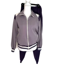 Winning Ways Tracksuit Womens Vintage Size Large Purple Triple Knit Zip Front