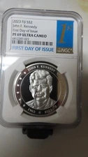 1oz 999 Silver Fiji Silver Coin 2023 JFK John F Kennedy $2 NGC PF69 NO RESERVE!