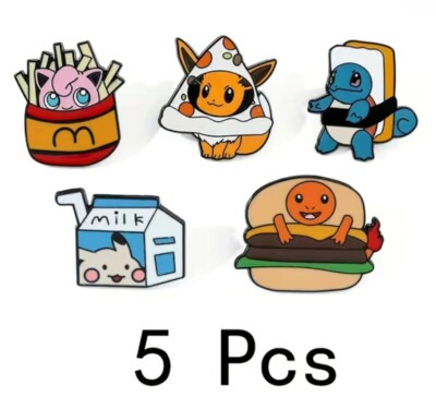 Pokemon 5pcs Food Charmander Squirtle Pikachu Eevee Set Custom