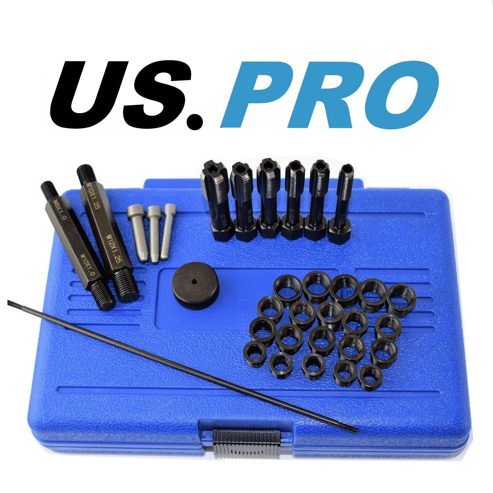 33pc Glow Plug Thread Repair Kit M8 M10 M12 US PRO TOOLS