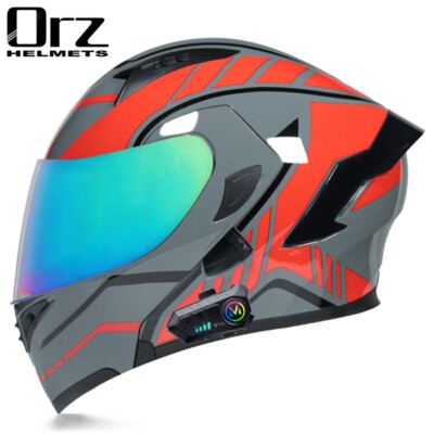 Bluetooth Motorcycle Intercom Helmet Dual Visors Racing Modular Motorbike Helmet