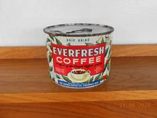 Vintage 1 lb EVERFRESH Coffee Tin Can,  Key Full Sealed Koenig Cincinnati RARE!