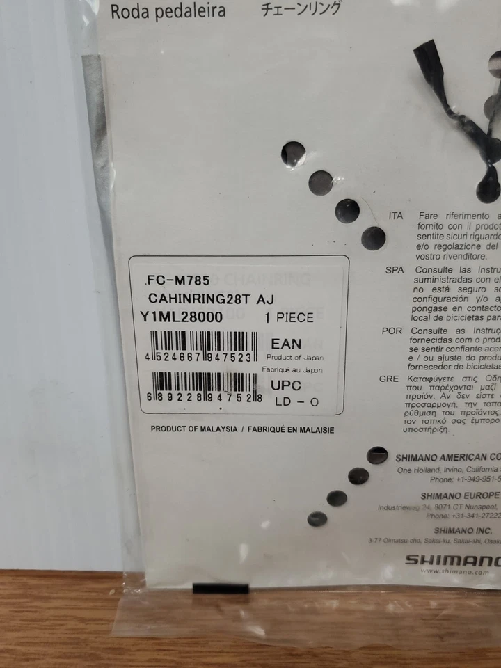 Plato Shimano Deore XT FC-M785 MTB 28T 64mm BCD 2x10 velocidades para 40-28T tipo AJ Foto 4 de 4