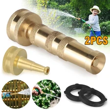 2PCS Solid Brass Garden Spray Nozzle Twist Water Hose Gold Heavy Duty Adjustable