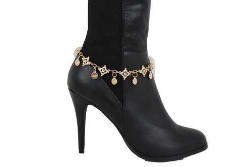 New Women Boot Bracelet Gold Metal Chain Happy Mini Shoe Charm Bling Silver Bead - 第 2/12 張圖片