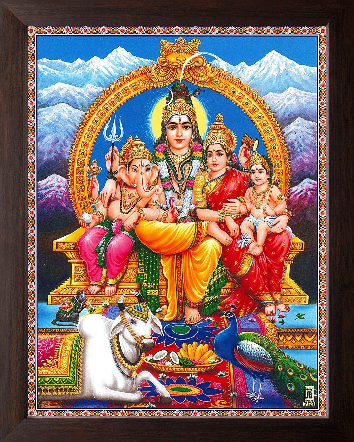 Lord Shiva Family and Various God Printed Picture With Frame(30 X ...