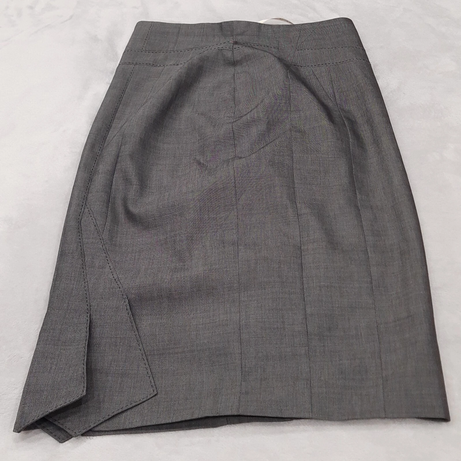 Karen Millen Womens Midi Skirt UK 10 Grey Blend - Wool, Cotton.