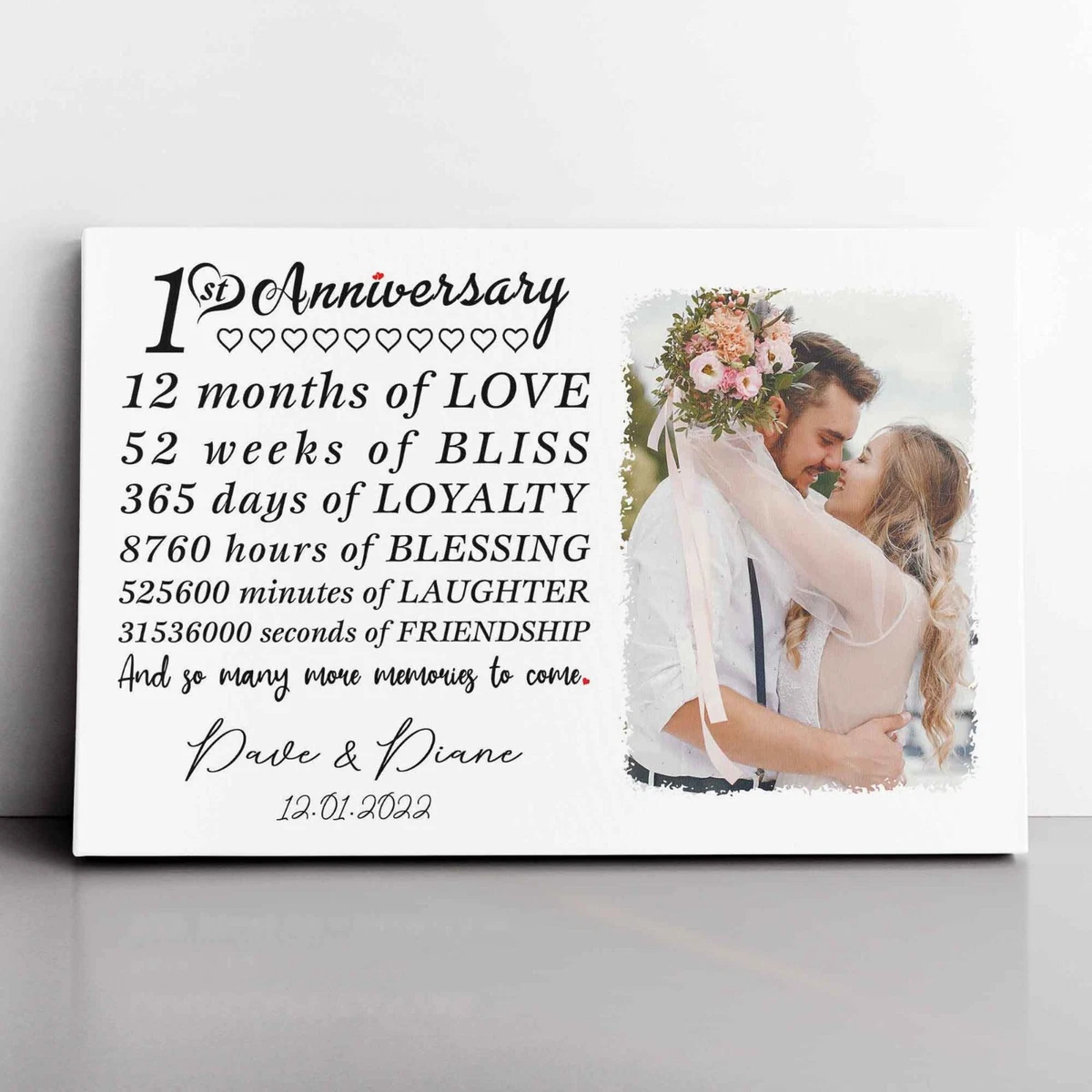 Personalized Picture Frames 1st 1 Year Anniversary Gift For Boyfriend  Girlfriend