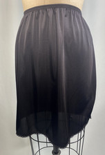 Vintage Half Slip SIZE MEDIUM short LENGTH 20" black nylon slit VANITY FAIR