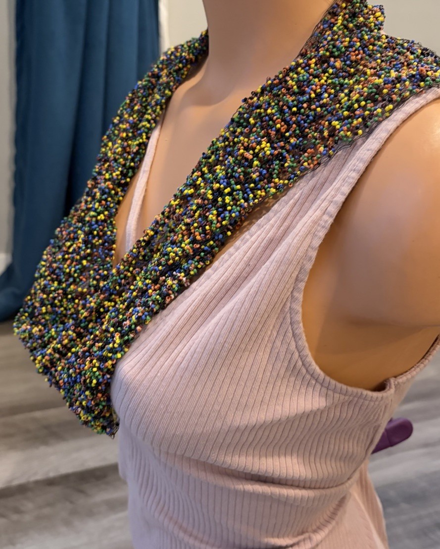 Women’s Beaded Wide Belt Scarf Heavy Hippie Indie 68”