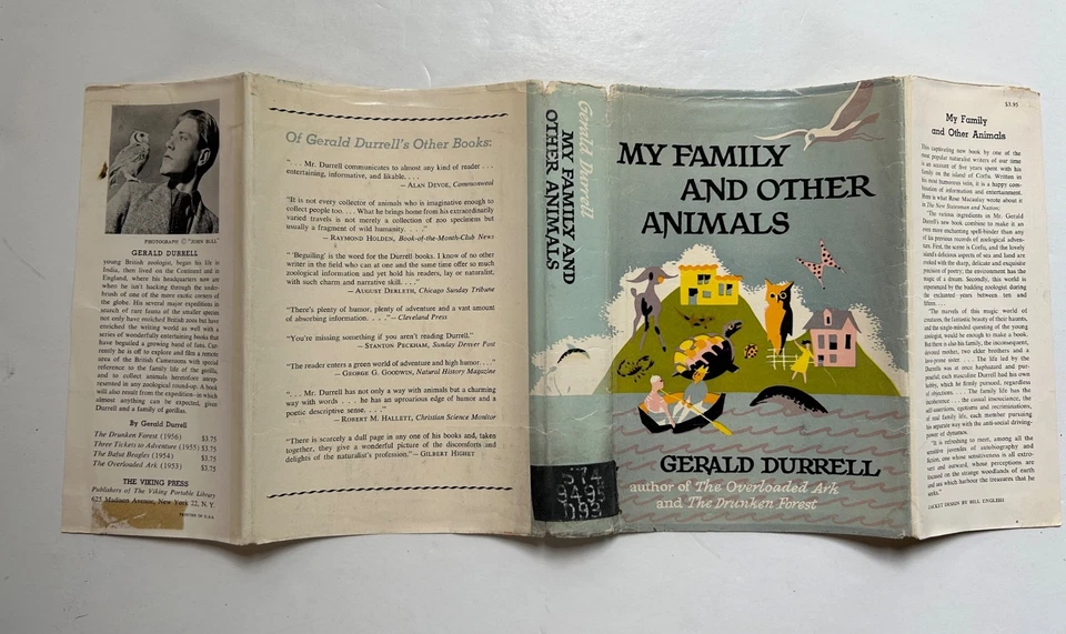 My Family And Other Animals by Durrell 1957 HC/DJ  1st American Ed? Ex-library - Image 2 of 4