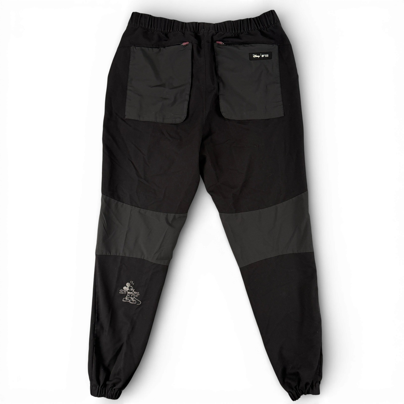 Disney x Figs Jogger Pants Mens M Black Mickey Scrub Drawstring Technical Pocket image 7