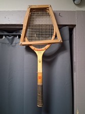 Vintage Wooden Tennis Racket with Framed Practice Guard Jack Kramer Autograph