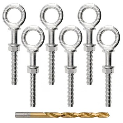 Sutekus 1/4'' x 3'' Eye Bolt T316 Stainless Steel Shoulder Lifting Ring Threade...